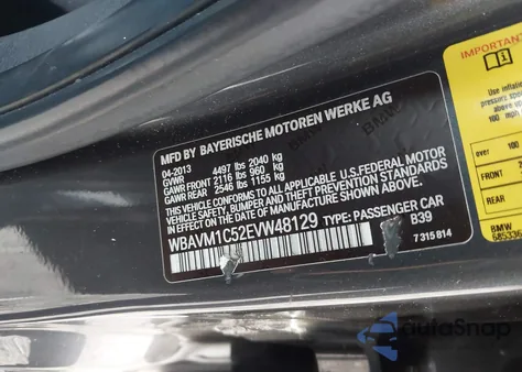 2014 BMW X1 Sdrive28I from USA, damaged, VIN WBAVM1C52EVW48129